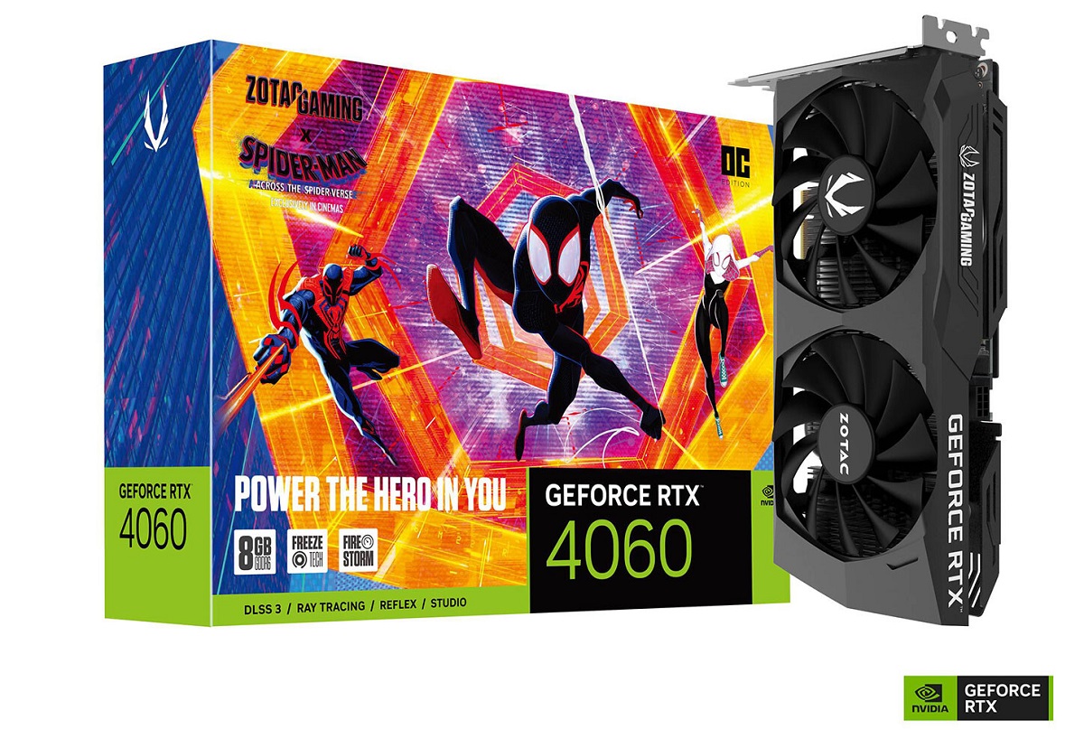 索泰发布3款GeForce RTX 4060显卡，包括蜘蛛侠捆绑包和单风扇ITX产品