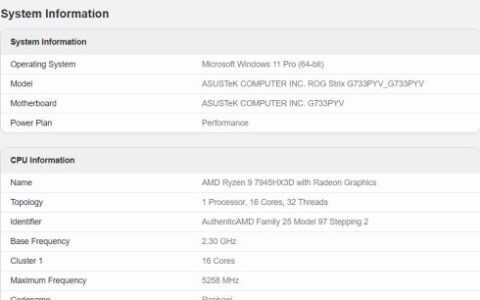 AMD R9 7945HX3D Geekbench跑分出炉：理论性能与R9 7945HX几乎一致
