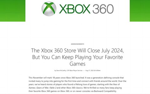 微软宣布将在2024年7月29日关闭Xbox 360商城